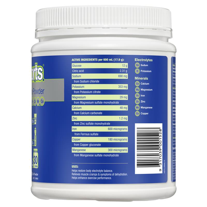 Hydralyte Sports Electrolyte Powder 900g Tub Lemon