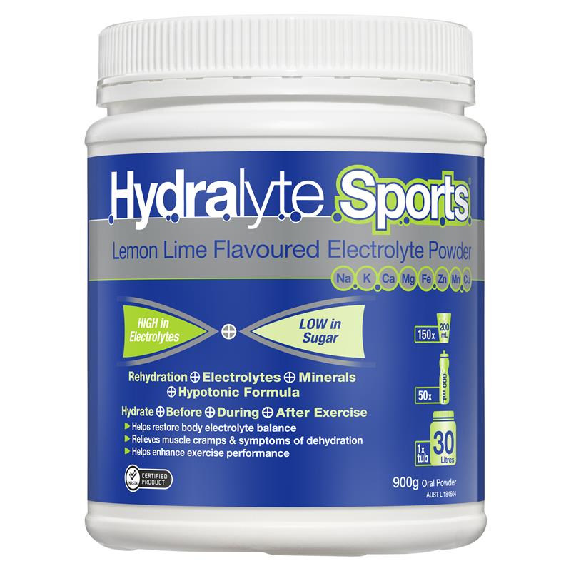 Hydralyte Sports Electrolyte Powder 900g Tub Lemon