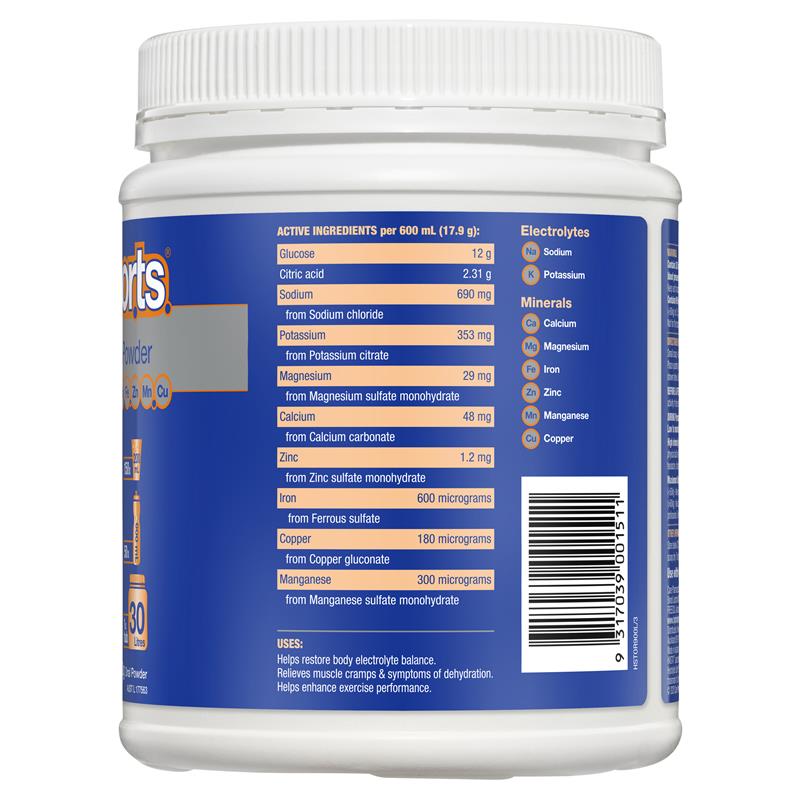 Hydralyte Sports Electrolyte Powder 900g Tub Orange