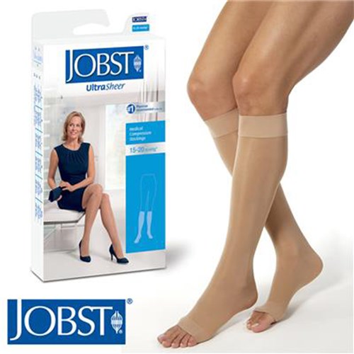JOBST Ultrasheer Knee High Open Toe Compression Stockings 15-20mmHg in Biege | 1 Pair