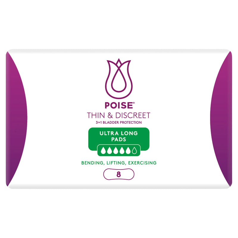 Poise Thin & Discreet Ultra Long Pads | 8 per Packet
