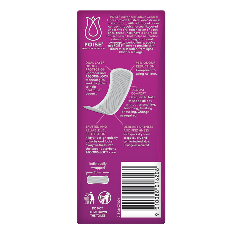 Poise Extra Long Liner with Charcoal 70mL | Pack of 20