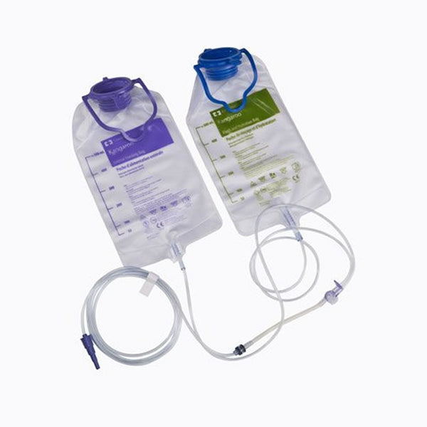 Kangaroo Joey Vinyl Decant feed & flush 1000ml bag set with no inline medication port (non-sterile) | Carton of 30