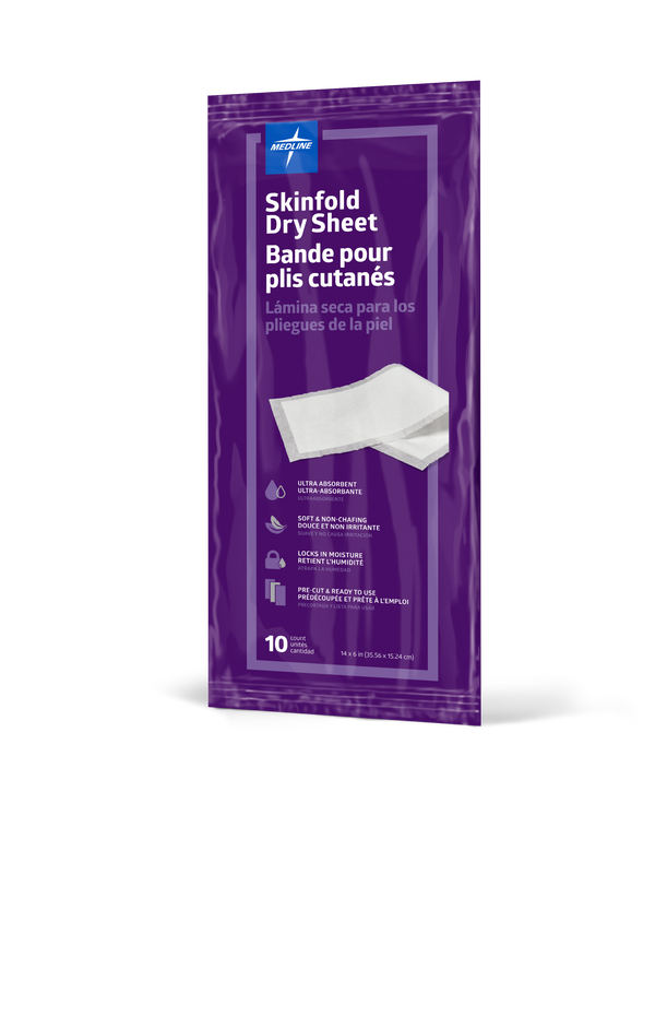 Medline Ultrasorbs Skin Fold Dry Sheet (35x15cm) 240mL | Pack of 10