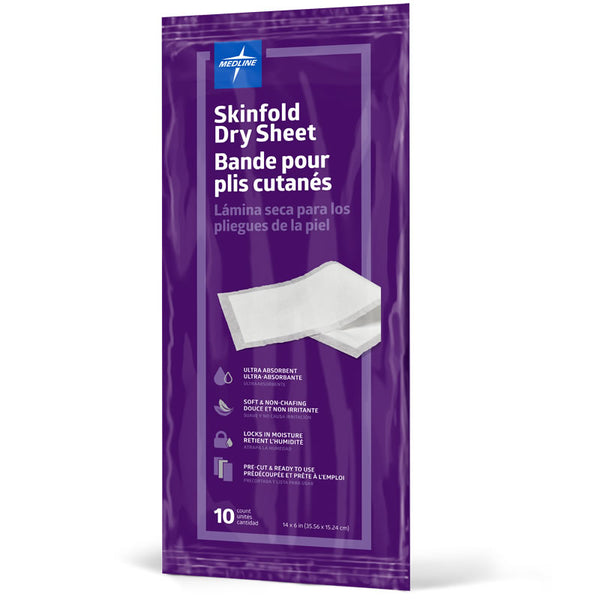 Medline Ultrasorbs Skin Fold Dry Sheet (35x15cm) 240mL | Pack of 10