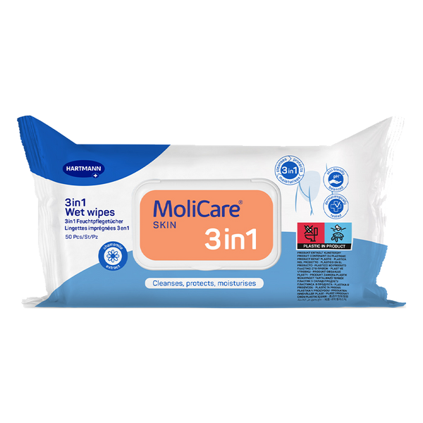 MoliCare Skin 3-in-1 Wet Wipes | Pack of 50