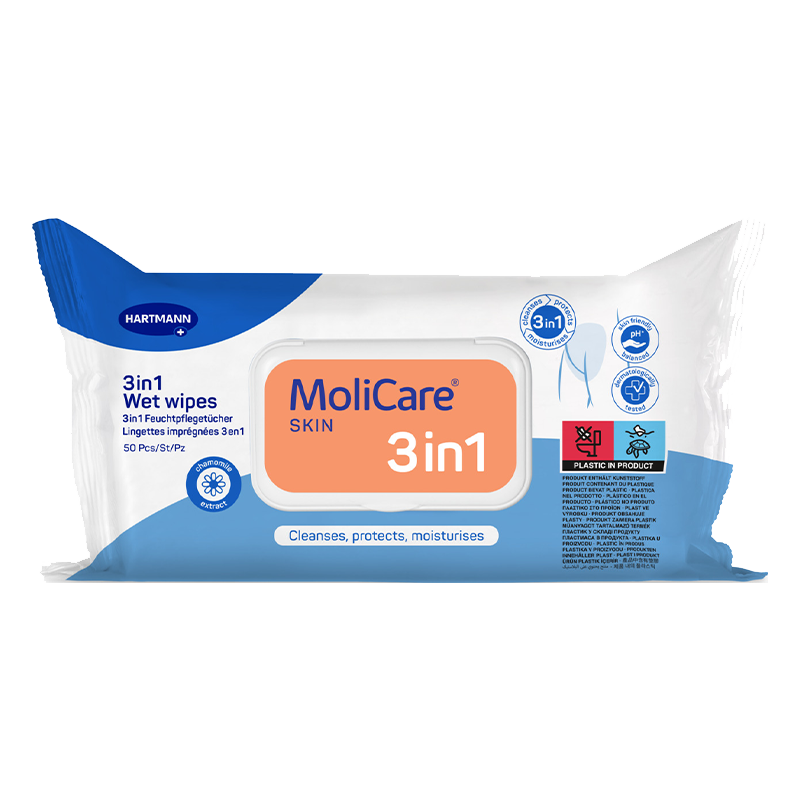 MoliCare Skin 3-in-1 Wet Wipes | Pack of 50