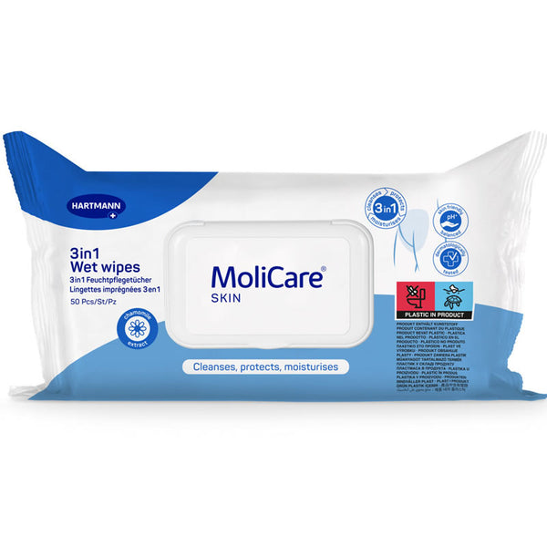 MoliCare Skin 3-in-1 Wet Wipes | Pack of 50