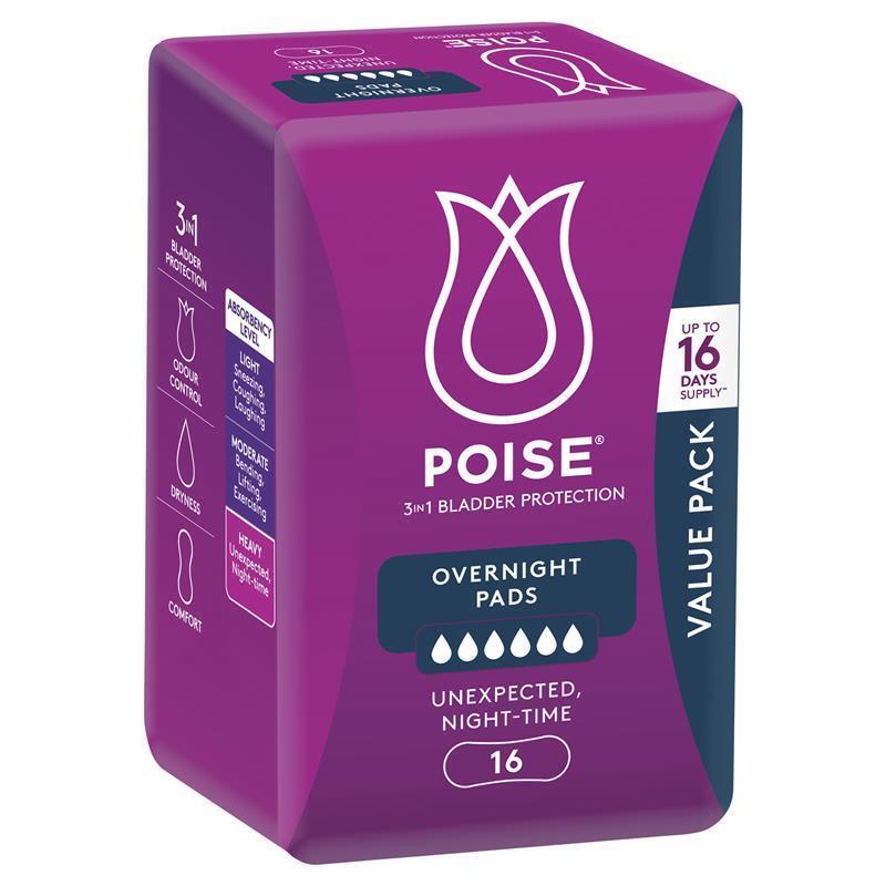 Poise Pads Overnight Bulk Pack | Pack of 16