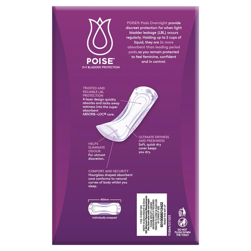 Poise Pads Overnight Bulk Pack | Pack of 16