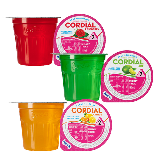 Precise Ready-To-Drink Mildly Thick/Level 2 Cordial 185mL Cups | Carton of 12