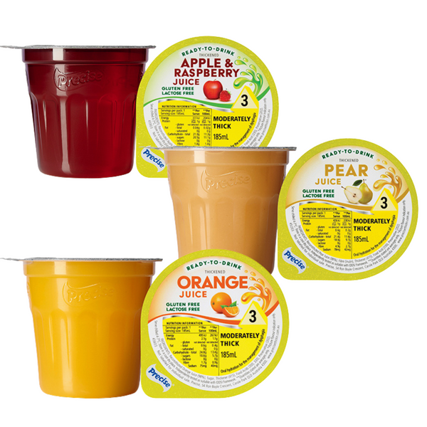 Precise Ready-To-Drink Moderately Thick/Level 3 Juice 185mL Cups | Carton of 12
