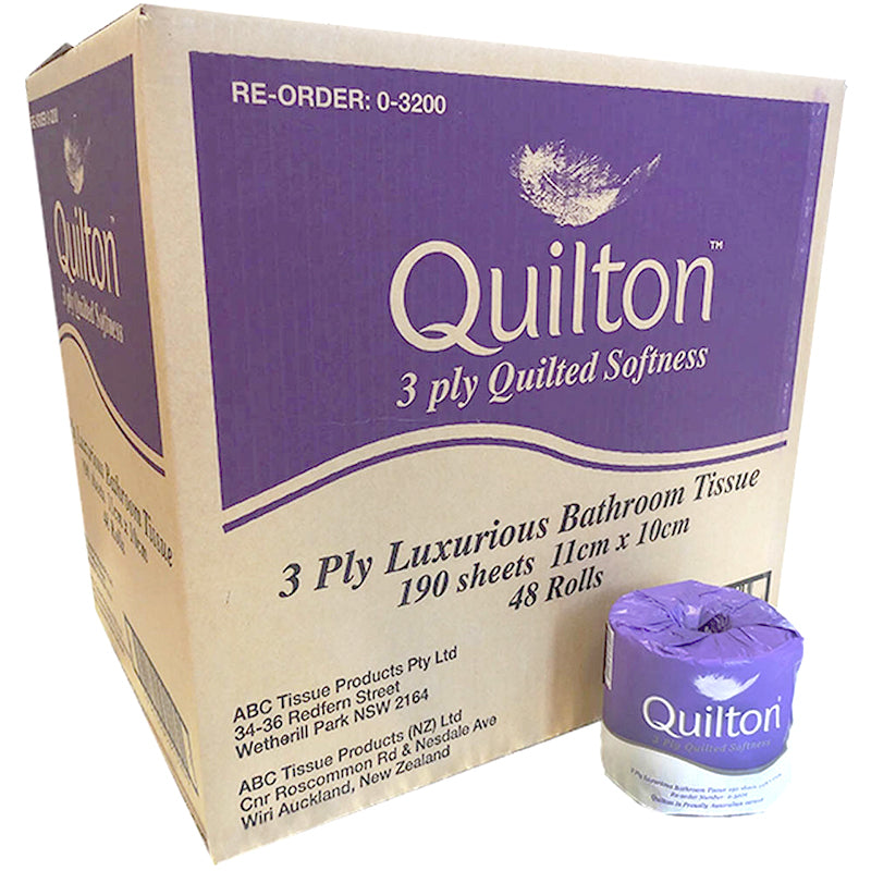 Quilton Super Premium 3 Ply Toilet Paper 190 sheets | Carton of 48 rolls