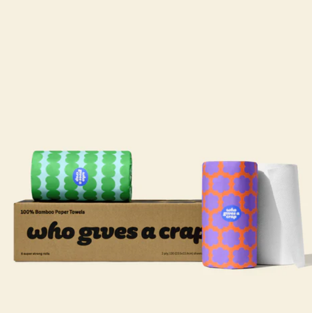 Who Gives A Crap Forest Friendly Paper Towels | Carton of 6 Double Length Rolls