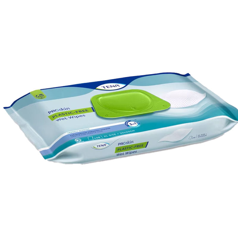 TENA ProSkin Plastic Free Wet Wipes | Pack of 48