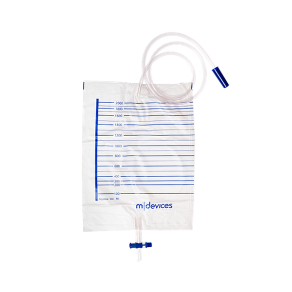 Mdevices Urine Bag 2000mL T-Tap NRV 110cm Tubing | Carton of 250