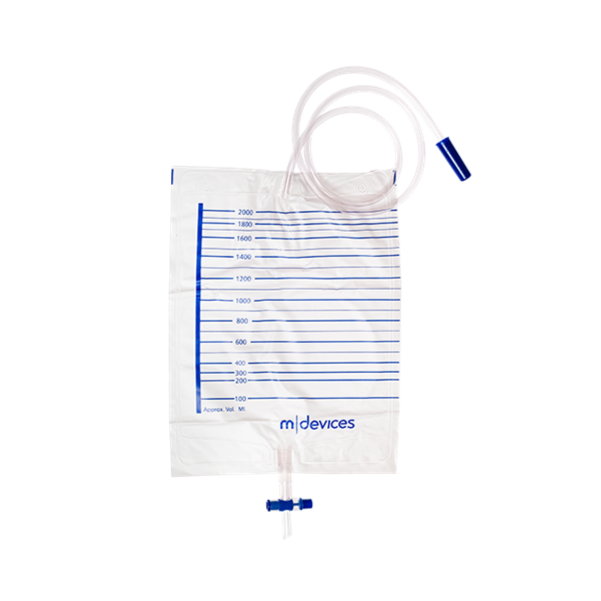 Mdevices Urine Bag 2000mL T-Tap NRV 110cm Tubing | Carton of 250