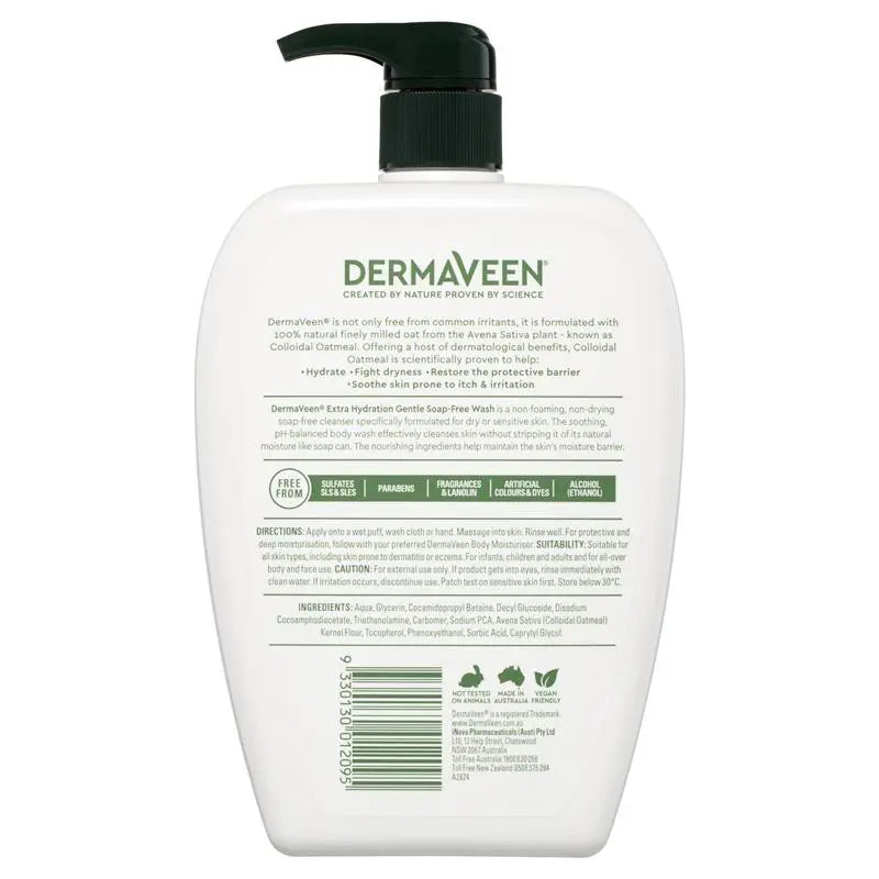 DermaVeen Extra Hydration Gentle Soap Free Wash 1L | Each