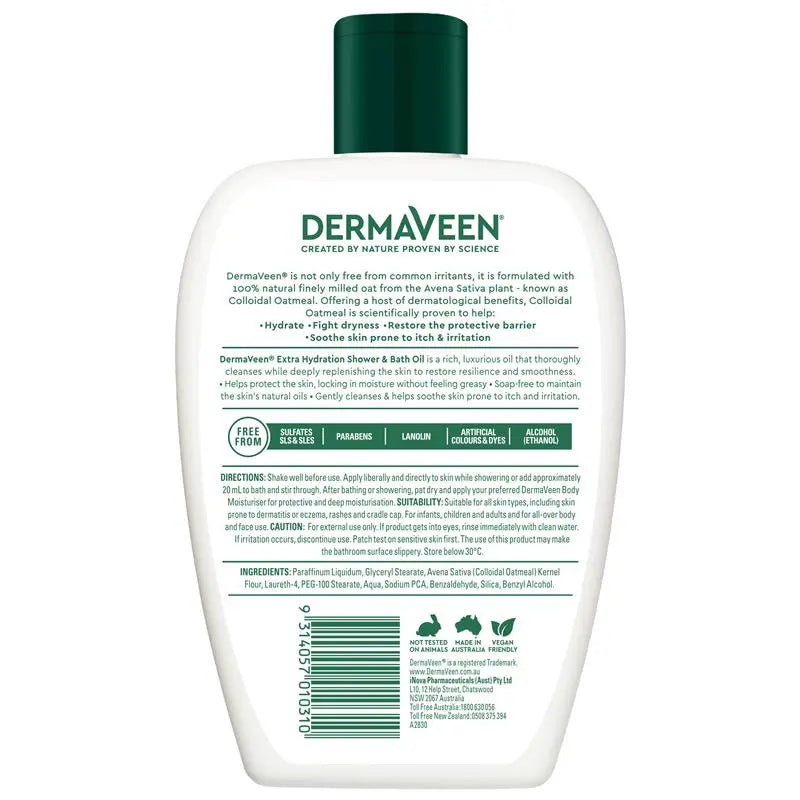 DermaVeen Extra Hydration Shower and Bath Oil 1L | Each