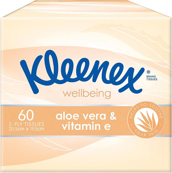 Kleenex Facial Tissues Aloe Vera & Vitamin E 3 Ply | Carton of 12 packets