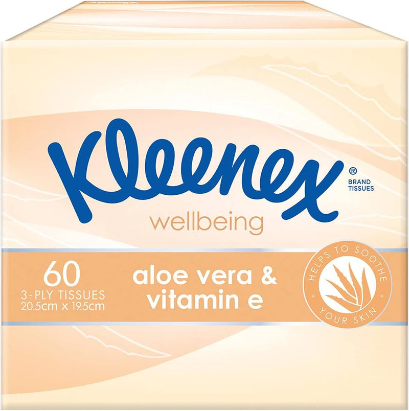 Kleenex Facial Tissues Aloe Vera & Vitamin E 3 Ply | Carton of 12 packets