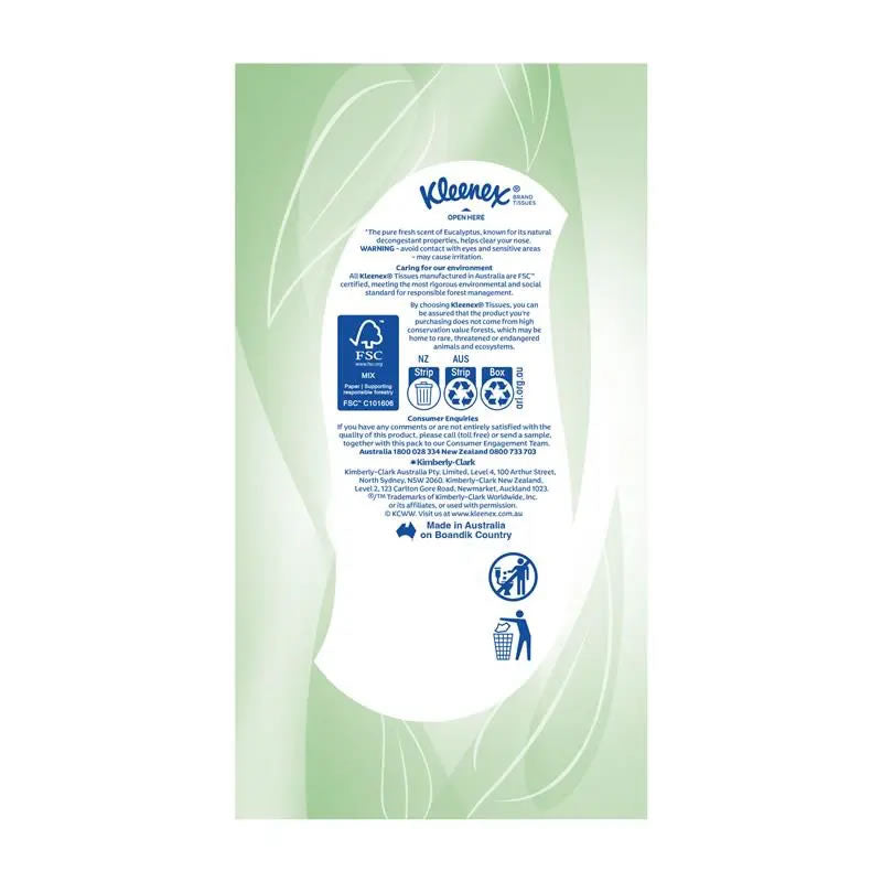 Kleenex Facial Tissues Eucalyptus 3 ply | Carton of 25 packets