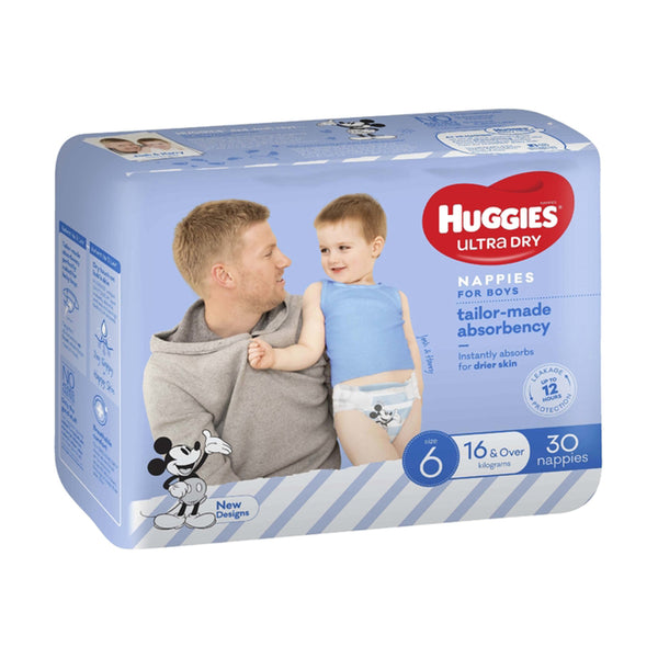 Huggies Nappies Ultra Dry Junior Boy | Size 6 16kg & Over | 30 Pack
