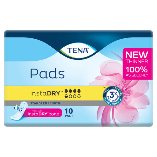 TENA Pads InstaDry Standard Length | Pack of 10
