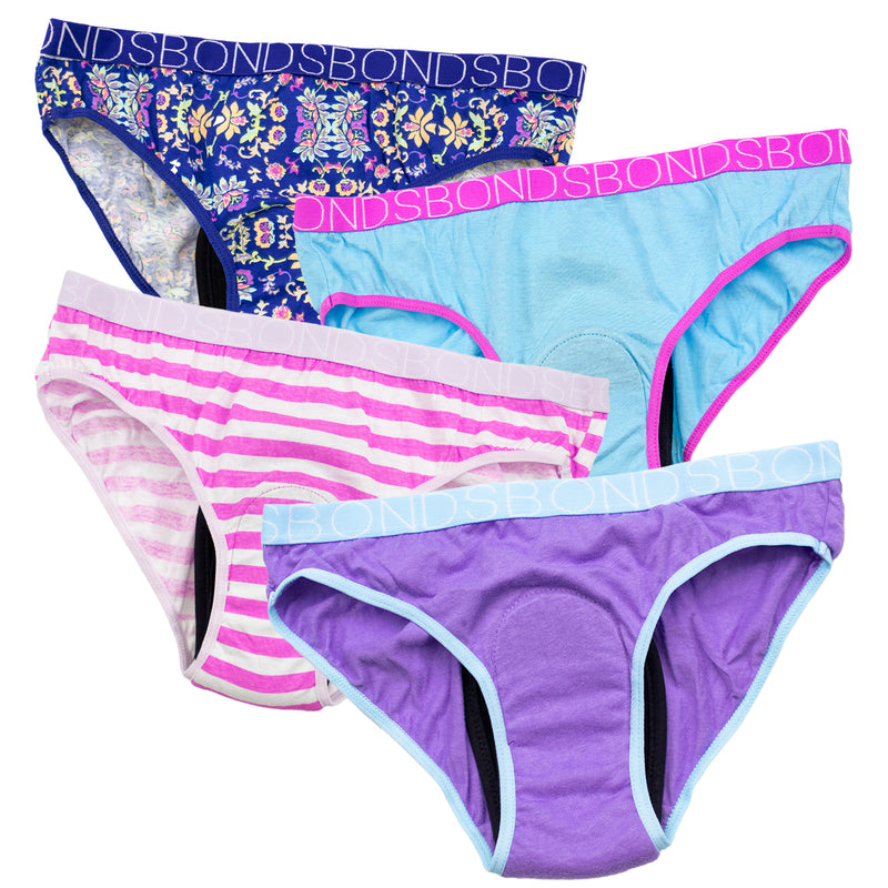 Bonds Girls Underwear Shorties Size 12-14 Or 14-16 Assorted 3 Pack