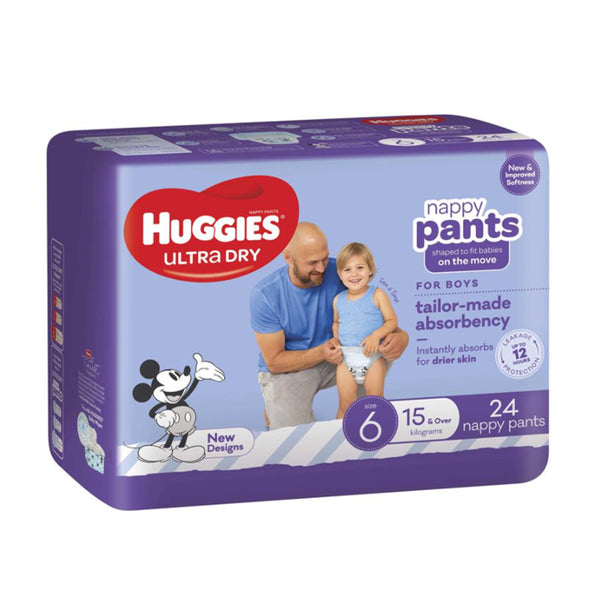 Huggies Ultra Dry Boy Nappy Pants | Size 6 15kg & Over | 24 Pack