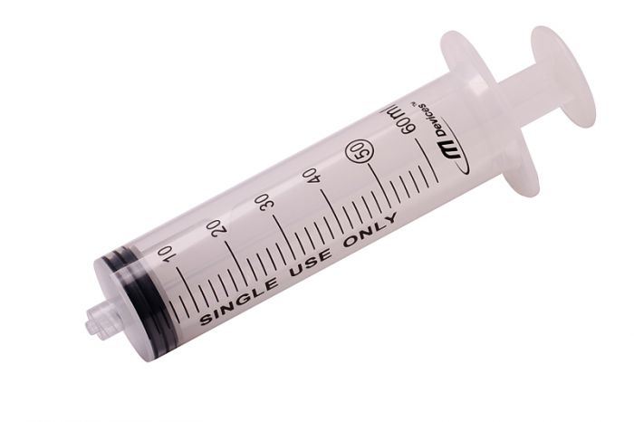 showing an empty Syringe Luer Lock 60mL Without Needle