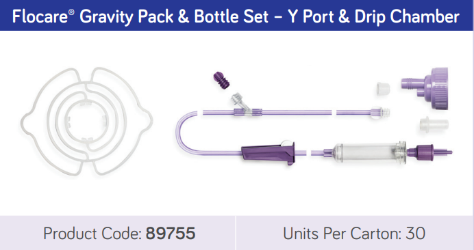 Flocare Bottle & Pack Gravity Set - Y port | Carton of 30