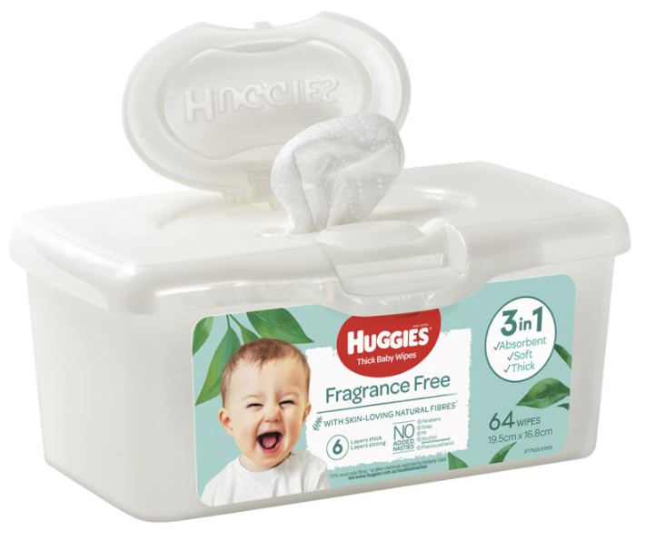 Huggies Baby Wipes Unscented Tub (64 pack)