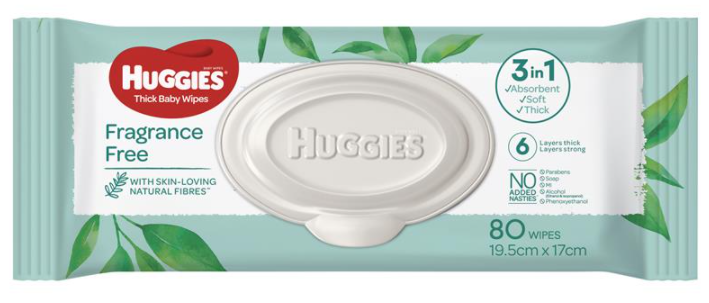 Huggies Baby Wipes Unscented Refill (80 pack)