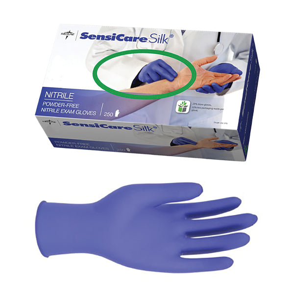Medline SensiCare Silk Nitrile Disposable Gloves, 250 pack